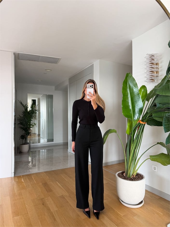 Calis Wide Leg Pantolon - Siyah