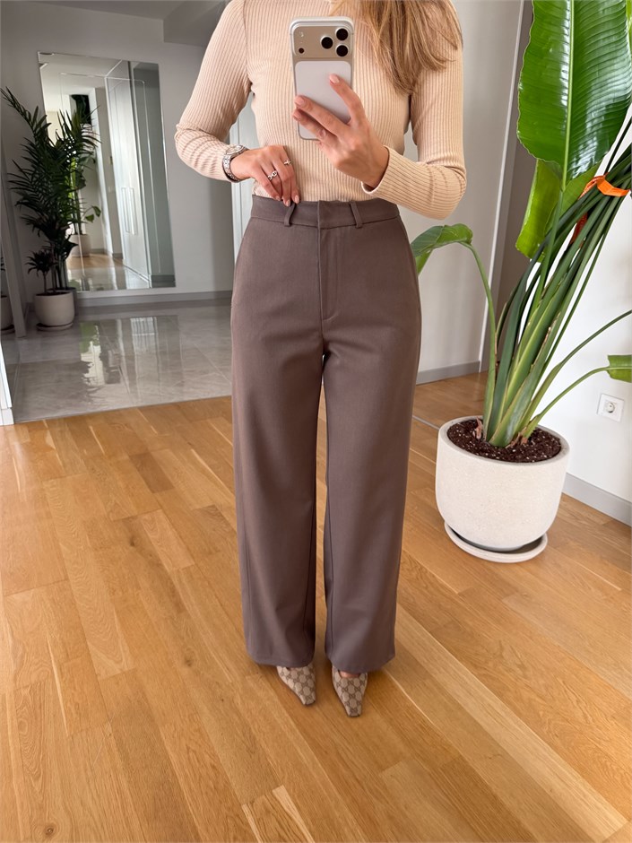 Calis Wide Leg Pantolon - Vizon