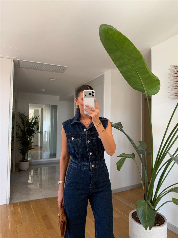 Callie Pens Detaylı Jean Tulum - Koyu Lacivert