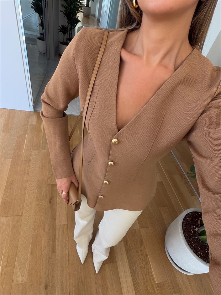 Camel Gold Düğmeli Çelik Hırka 