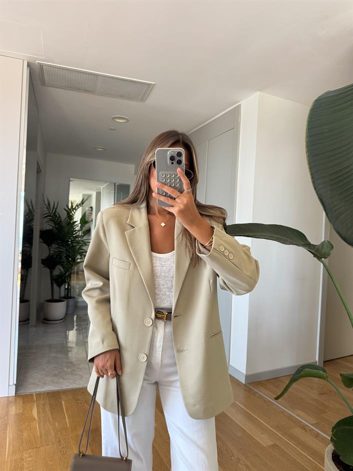 Carla Premium Blazer Ceket - Bej