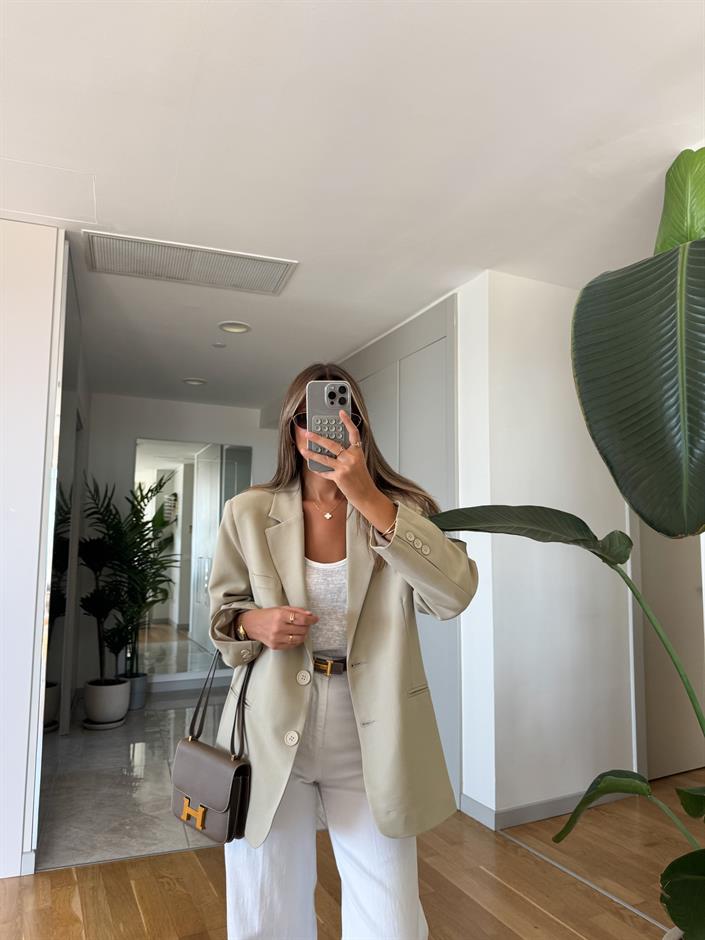 Carla Premium Blazer Ceket - Bej