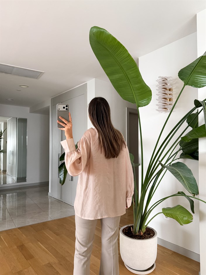 Carlo Fularlı Bluz - Ekru