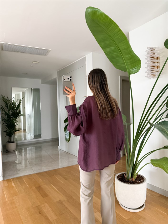 Carlo Fularlı Bluz - Mürdüm 