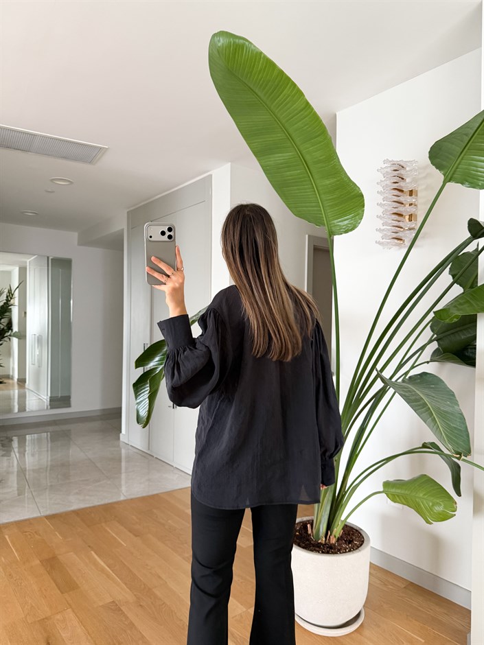 Carlo Fularlı Bluz - Siyah