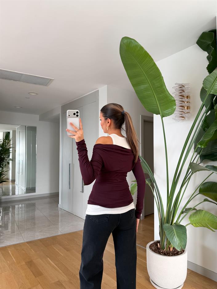 Catherine Basic Atlet Detaylı Bluz - Mürdüm