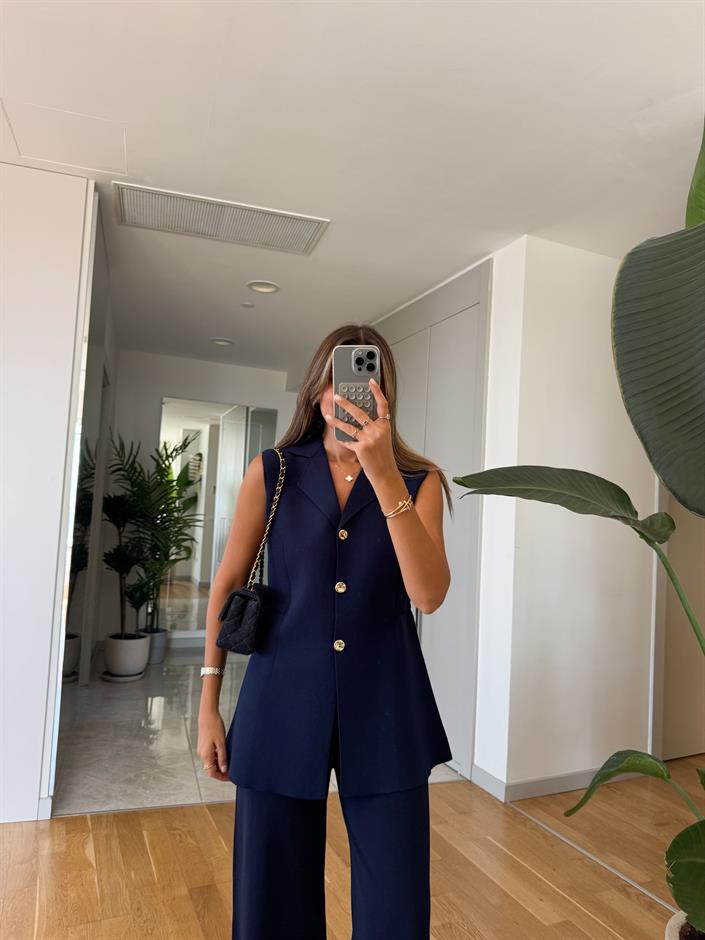 Çelik Örme Yelek - Lacivert