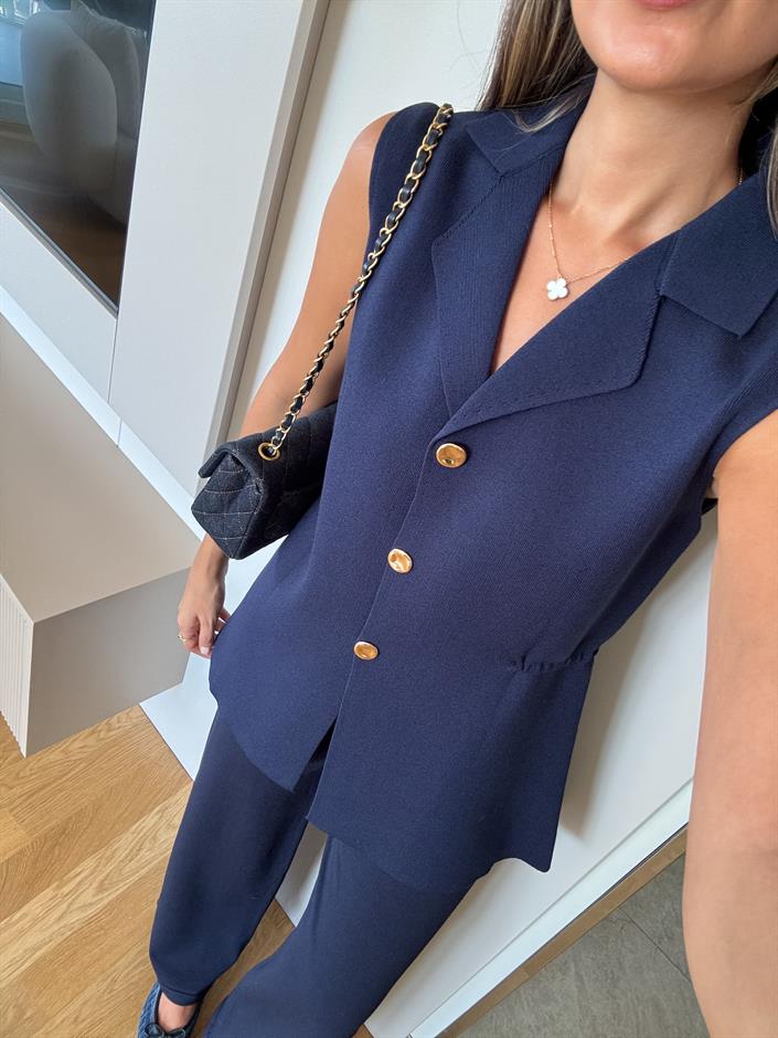 Çelik Örme Yelek - Lacivert