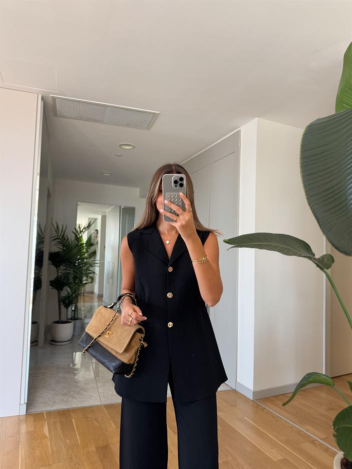 Çelik Örme Yelek - Siyah