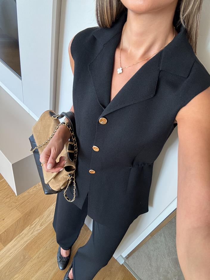 Çelik Örme Yelek - Siyah