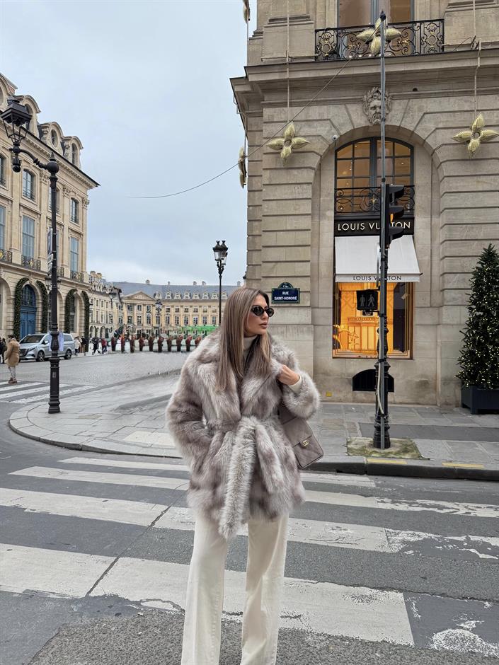 Chester Kuşaklı Suni Kürk 