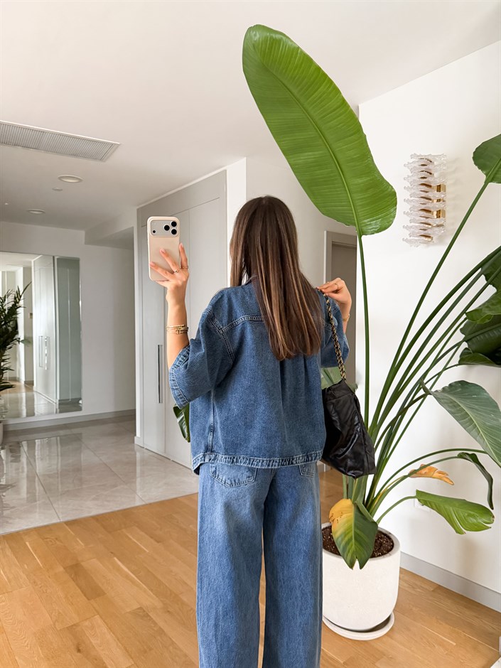 Çift Cepli Denim Gömlek Ceket - Mavi 