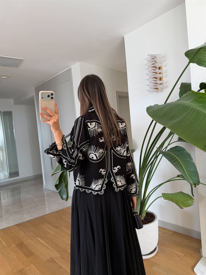 Claire Nakışlı Ceket - Siyah