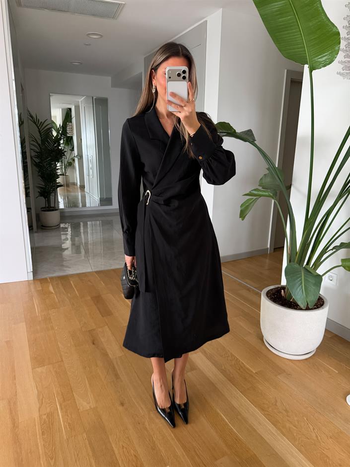 Clara Gold Tokalı Elbise - Siyah