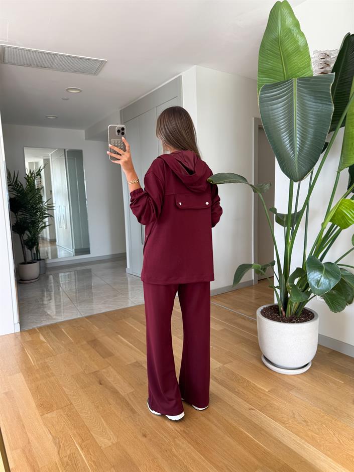 Cliff Fermuarlı Modal Takım - Bordo