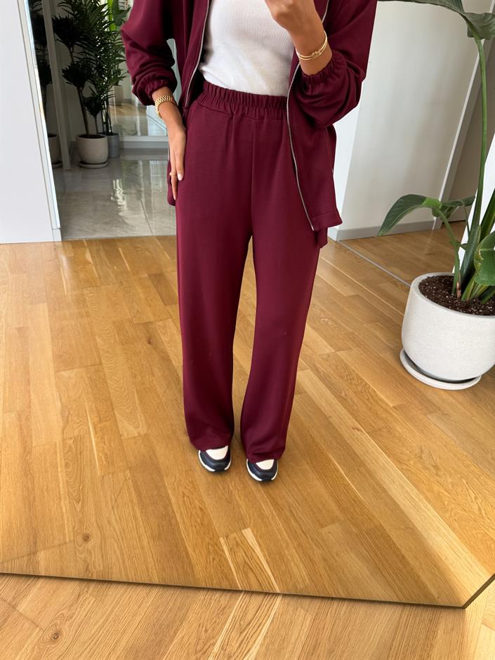 Cliff Fermuarlı Modal Takım - Bordo