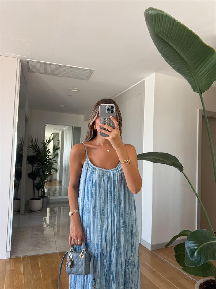 Cloud Askılı Elbise - Mavi 