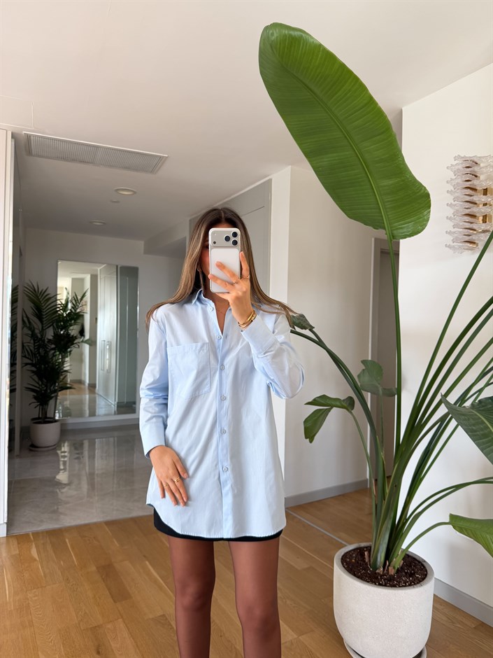 Colin Kolu Pensli Poplin Gömlek - Mavi