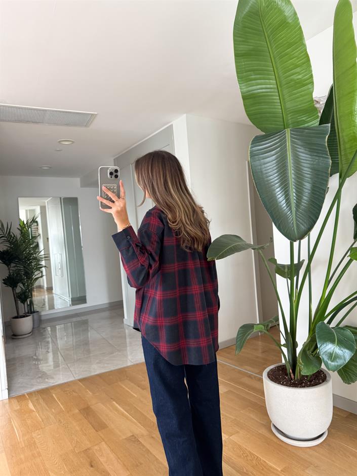 Connell Bordo Lacivert Ekoseli Gömlek 