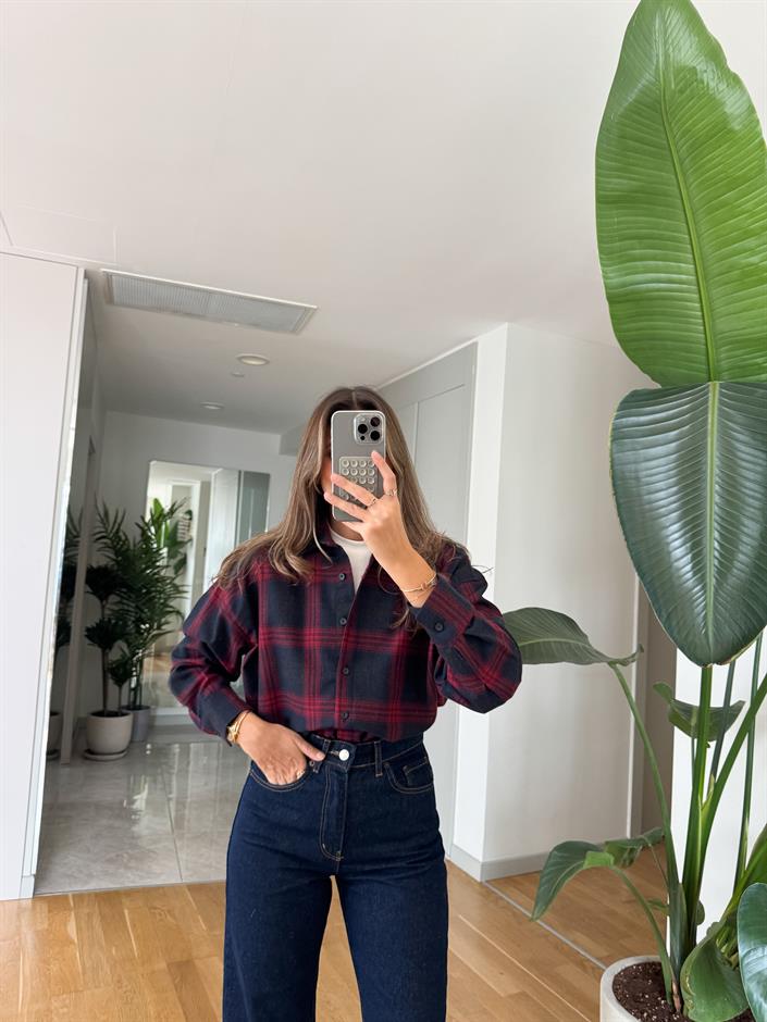 Connell Bordo Lacivert Ekoseli Gömlek 