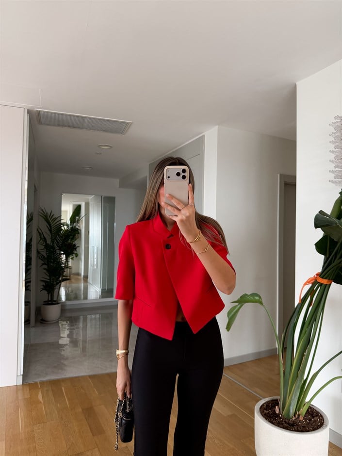 Crop Blazer ceket - Kırmızı