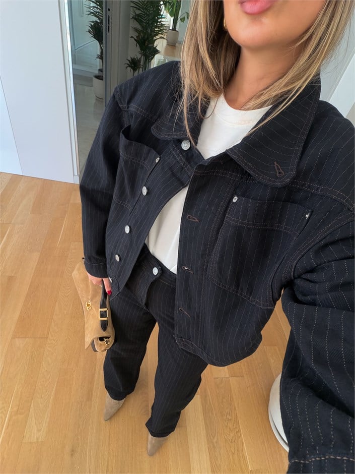 Cs Çizgili Denim Ceket 
