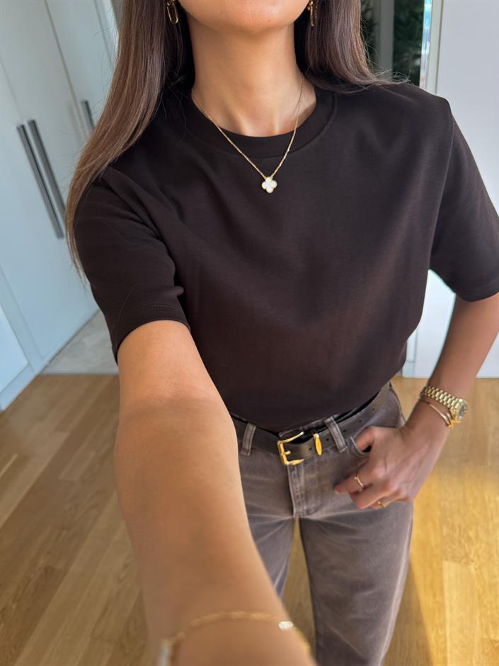 Cs Premium Pamuklu Tişört-Acı Kahve