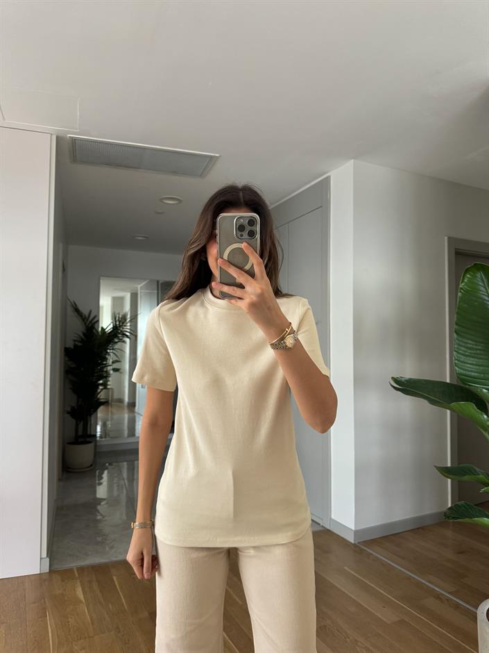 Cs Premium Pamuklu Tişört-Bej