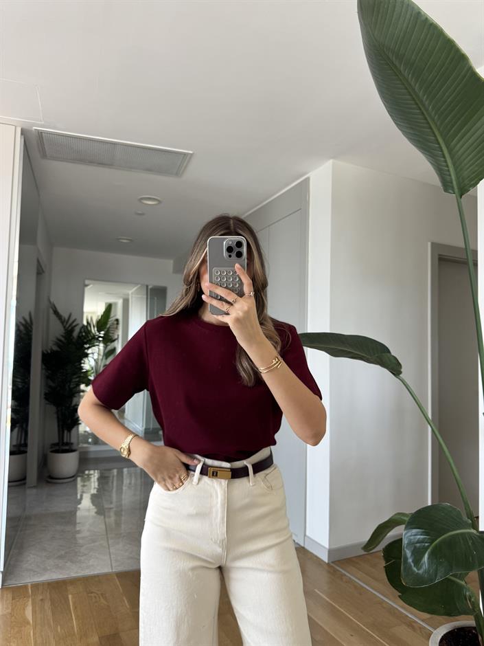 Cs Premium Pamuklu Tişört - Bordo