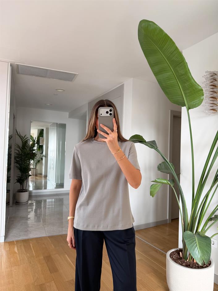 Cs Premium Pamuklu Tişört - Boyalı Gri