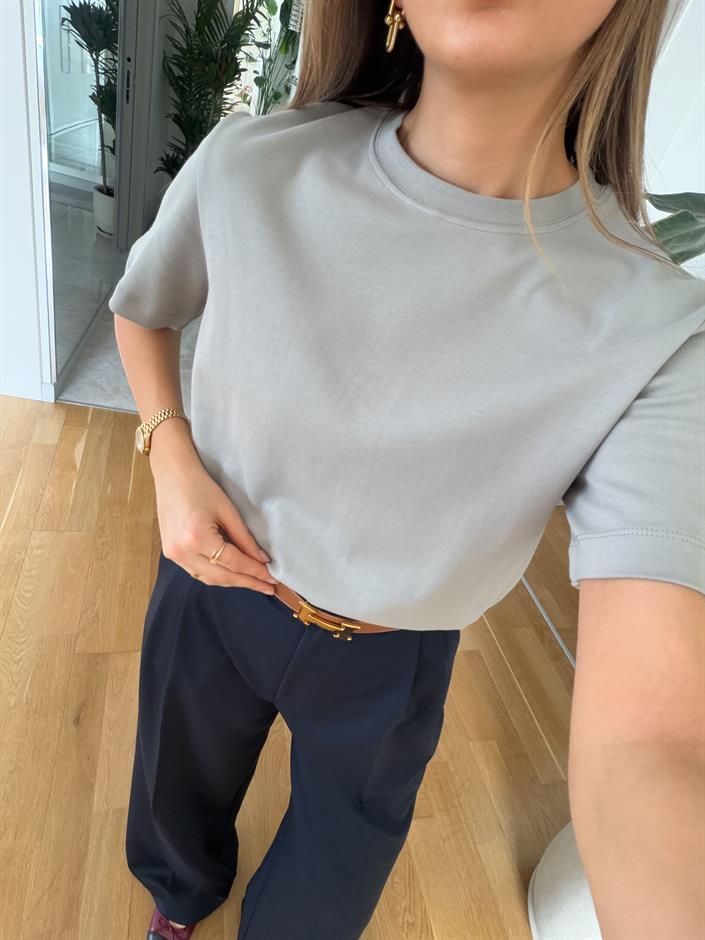 Cs Premium Pamuklu Tişört - Boyalı Gri