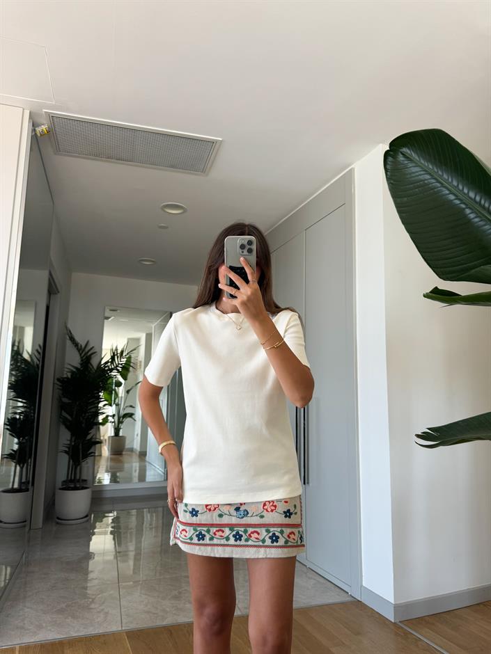 Cs Premium Pamuklu Tişört- Ekru