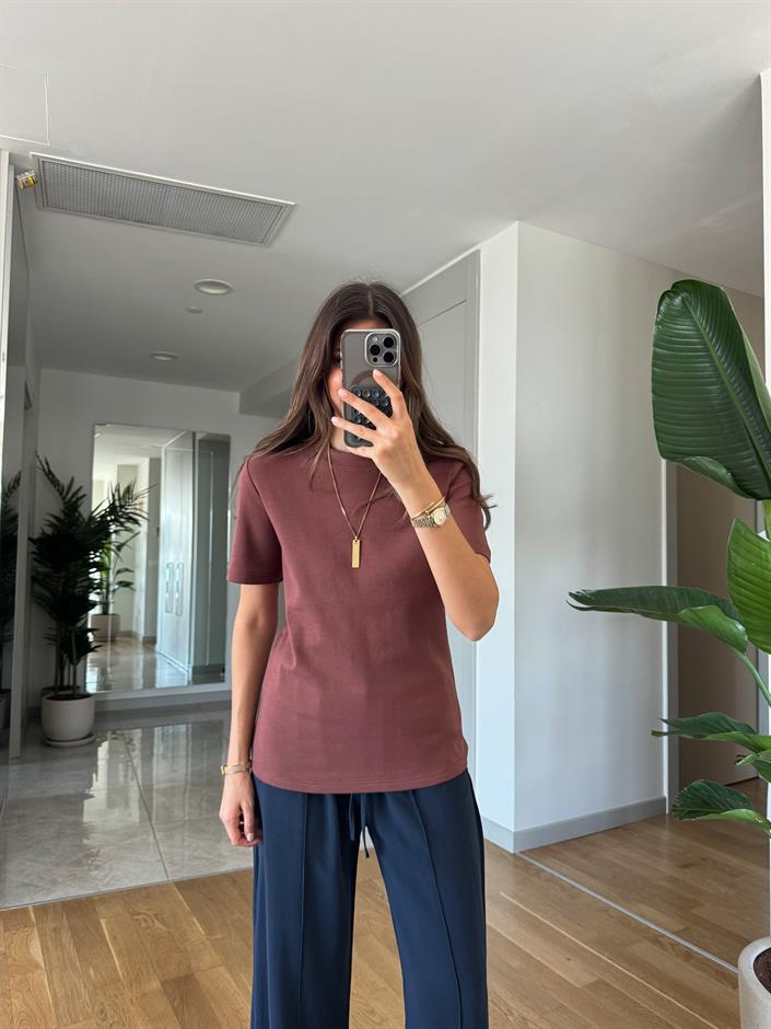 Cs Premium Pamuklu Tişört -Kahve