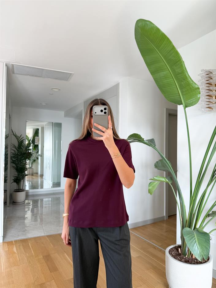 CS Premium Pamuklu Tişört - Mürdüm