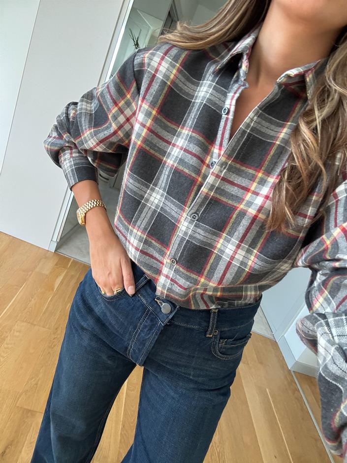 Daisy Antrasit Bej Ekoseli Gömlek