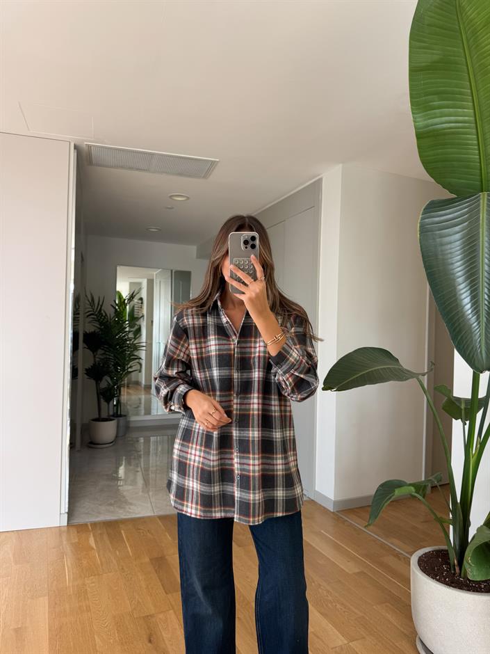 Daisy Antrasit Bej Ekoseli Gömlek