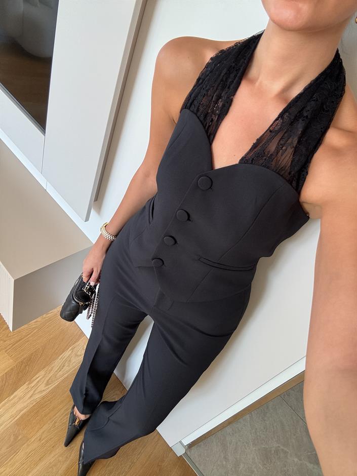 Dantel Bluzlu Premium Takım - Siyah