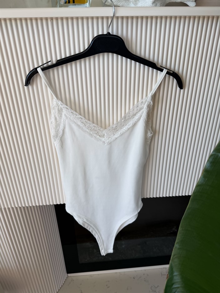 Dantel Detaylı Bodysuit - Ekru