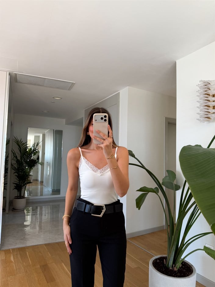 Dantel Detaylı Bodysuit - Ekru