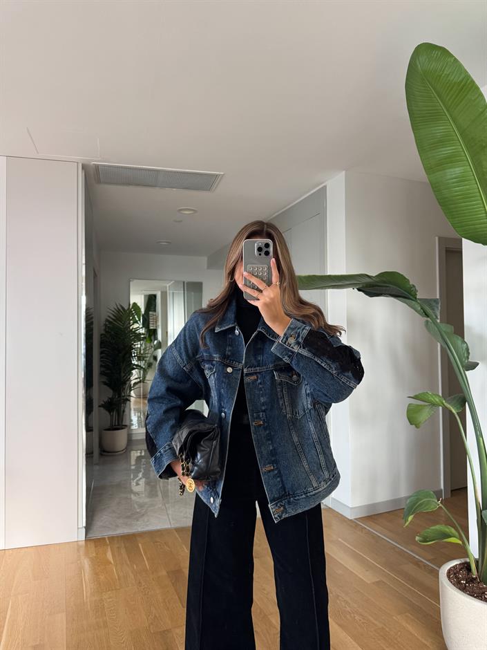 Dantel Detaylı Denim Ceket 
