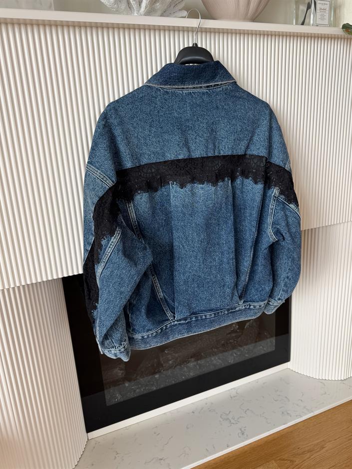 Dantel Detaylı Denim Ceket 