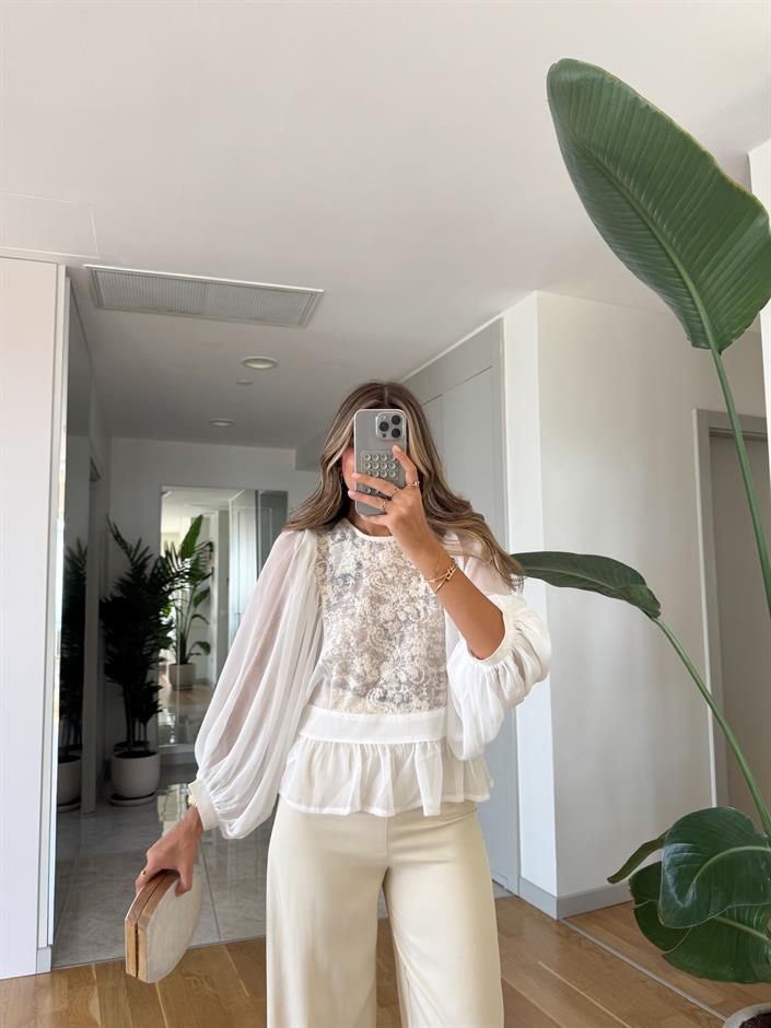 Dantelli Şifon Gömlek