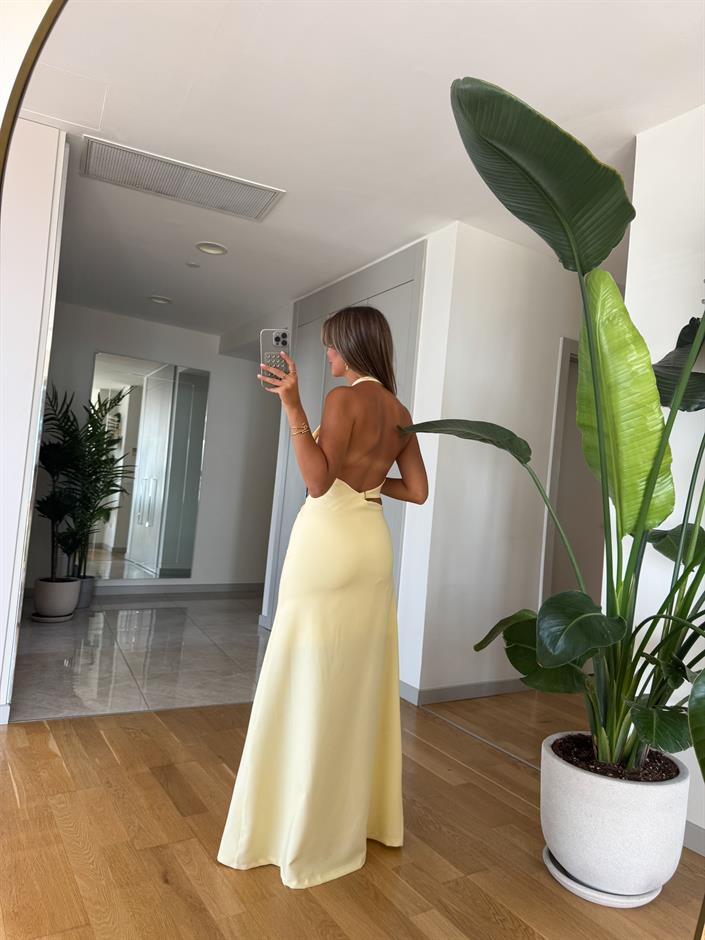 Devon Cupro Midi Elbise - Sarı