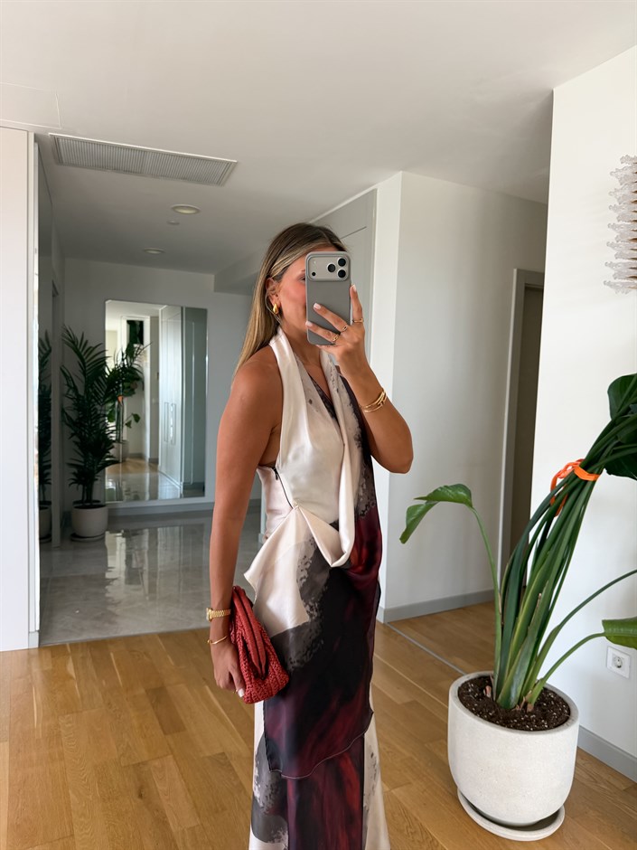 Dias Halter Yaka Desenli Elbise 