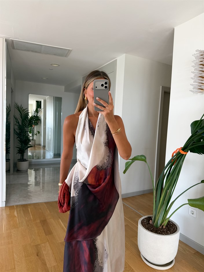 Dias Halter Yaka Desenli Elbise 