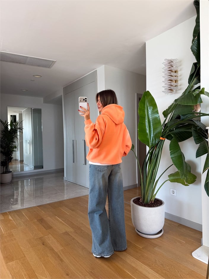 Dikiş Detaylı Wide Leg Jean - Eskitme Mavi 