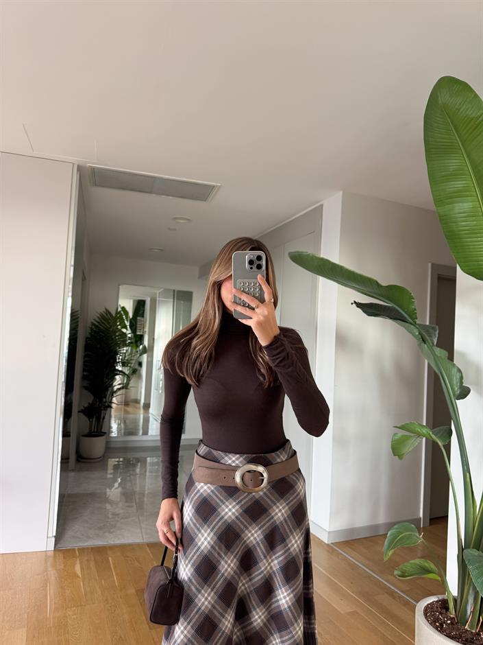 Dilvin Balıkçı Yaka Kaşmir Bluz - Kahve