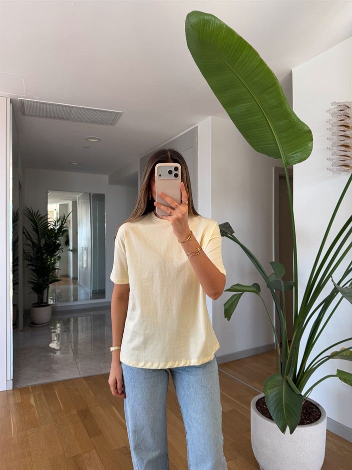 Dilvin Basic Tişört - Açık Sarı