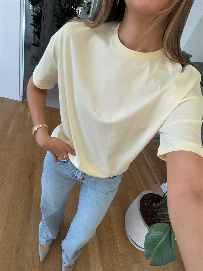 Dilvin Basic Tişört - Açık Sarı