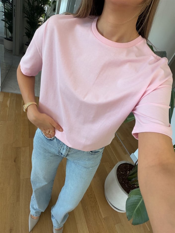 Dilvin Basic Tişört - Toz Pembe